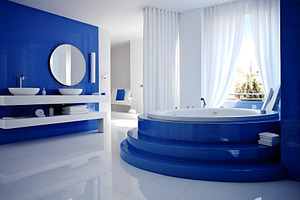 bathroom in cobalt color