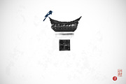 Japanese ink painting sumi-e. Birds., an Animal Illustration by Elina_Li (Thumbnail 16 of 25)
