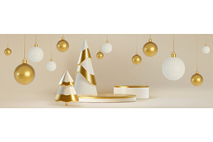 White and gold xmas display with, an Object Illustration by art PVP - market
