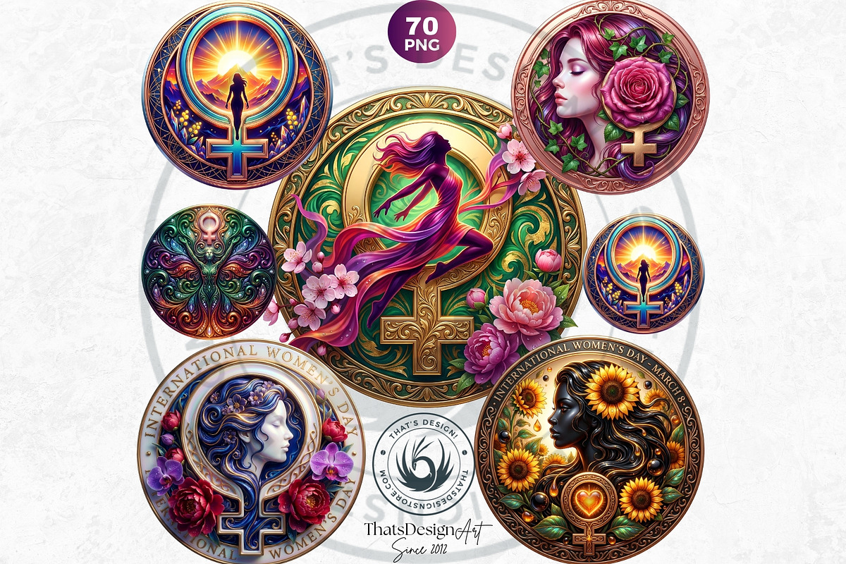 Women's Day Round Cliparts V3, a Seasonal Illustration by ThatsDesignArt (Photo 11 of 11)