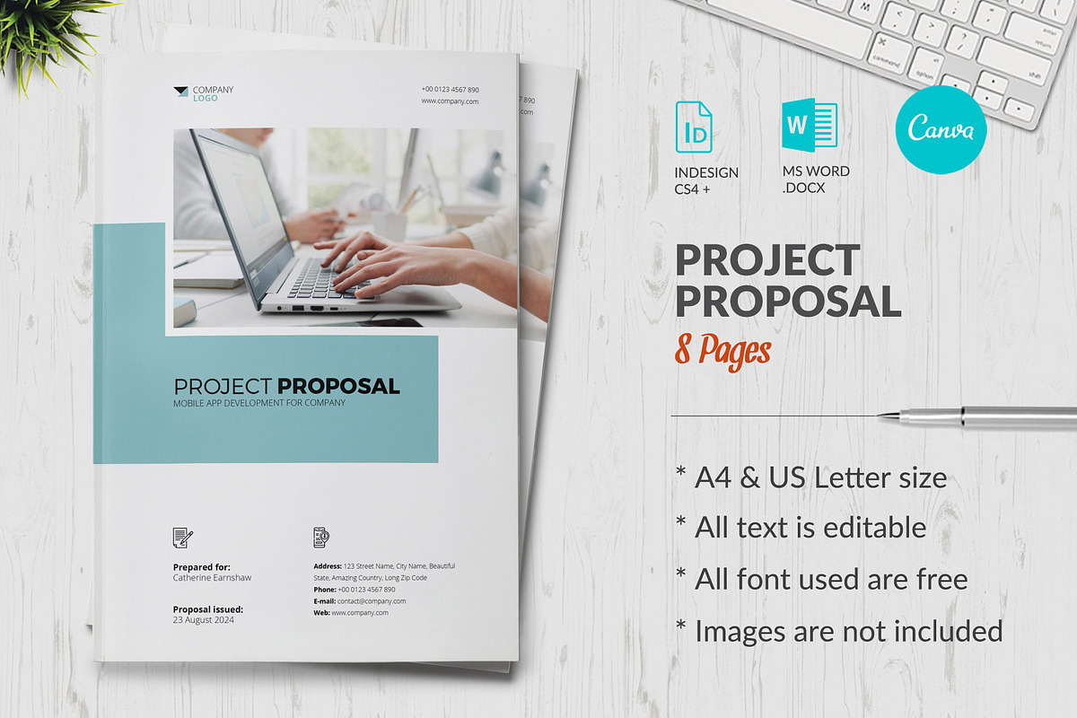 Canva Project Proposal Template, a Brochure Template by Sabin (Photo 1 of 7)
