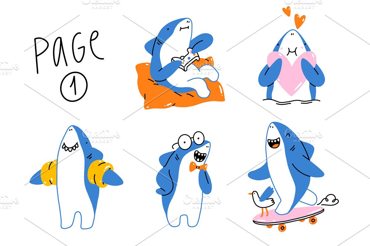 Cute shark cartoon vector mascot, an Animal Illustration by Stolenpencil (Photo 2 of 3)