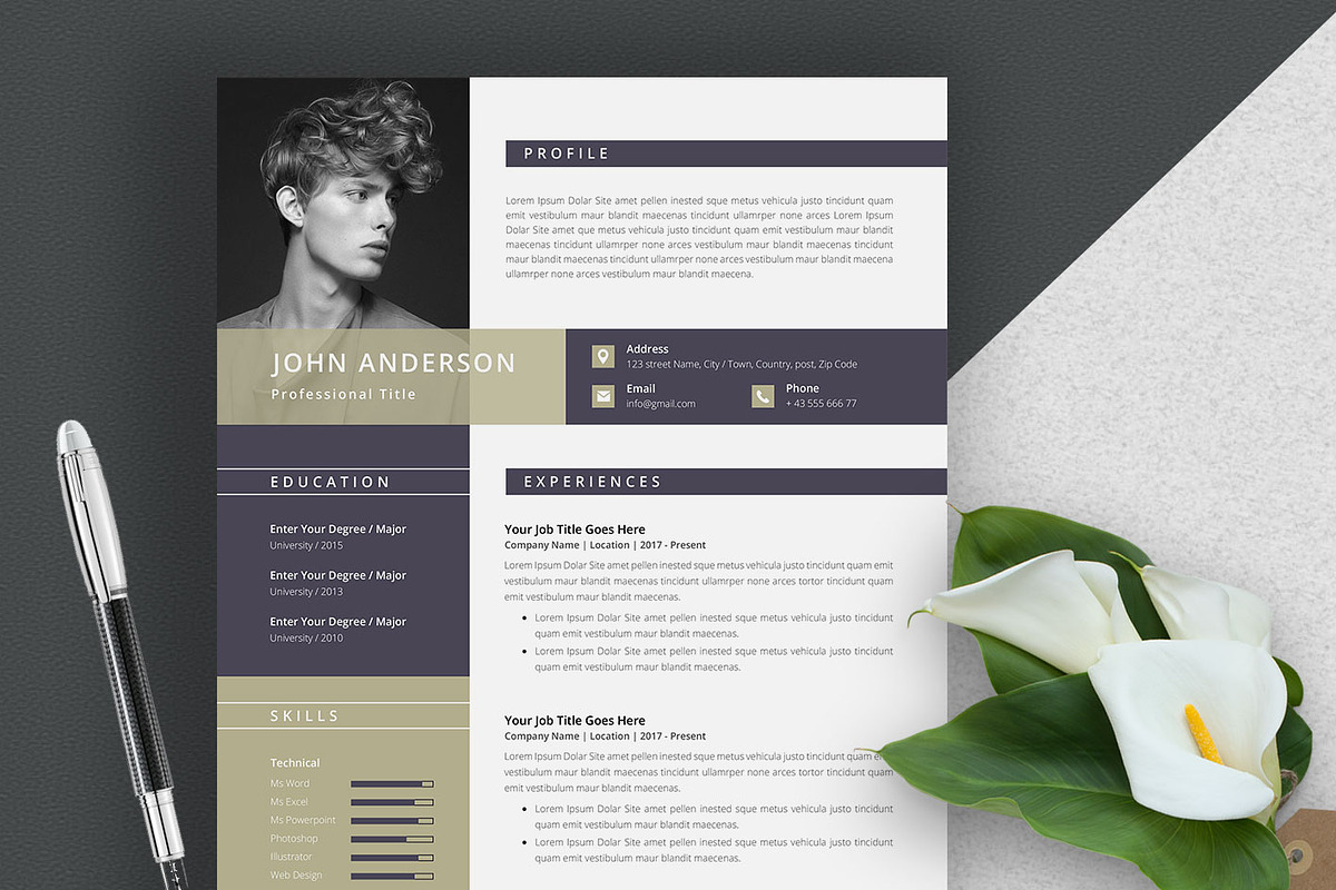 Word Resume / CV, a Resume Template by SlideCo (Photo 1 of 5)