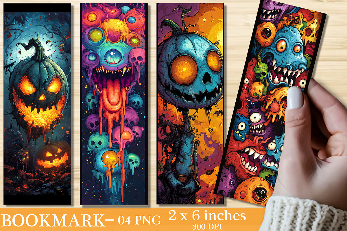 Monster Halloween Bookmark, an Illustration by SinaCreation