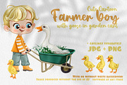 Boy with goose in garden cart, a Person Illustration by Azuzlikus (Thumbnail 1 of 3)