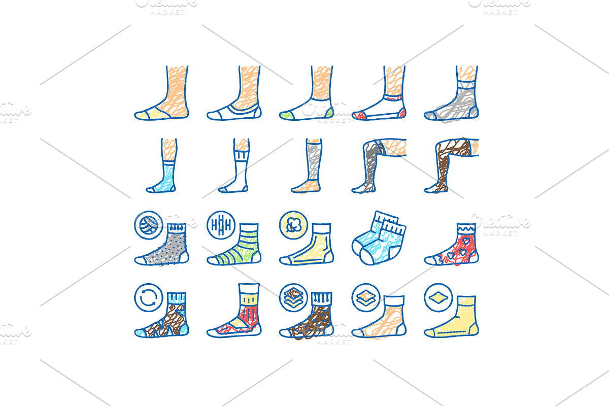 Socks Fabric Accessory set Icons, an Object Illustration by pikepicture