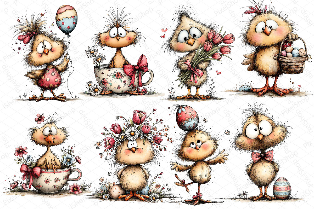 Easter Chicken Whimsical Clipart, an Illustration by DreamPrint404 (Photo 5 of 6)