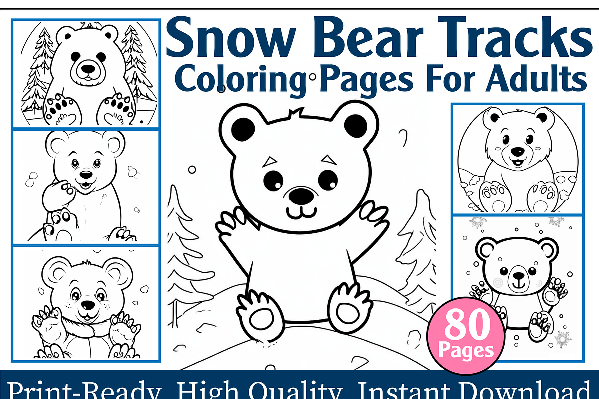 Snow Bear Tracks Coloring Pages, an Animal Illustration by maggiesar (Photo 1 of 4)