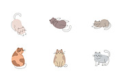 Cute Cats Illustration Set, an Animal Illustration by studiogstock (Thumbnail 3 of 3)