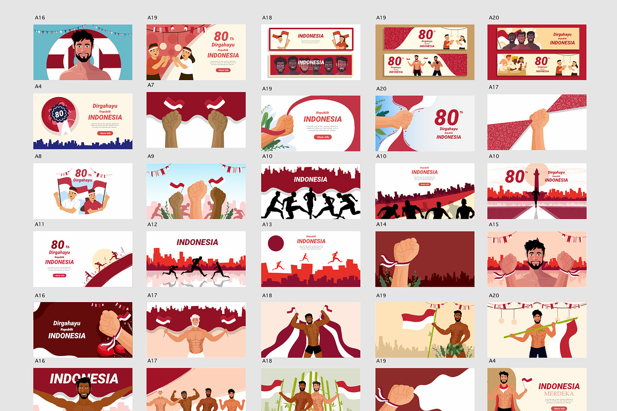 Indonesia 17 august background set, an Object Illustration by foxndeer (Photo 1 of 3)