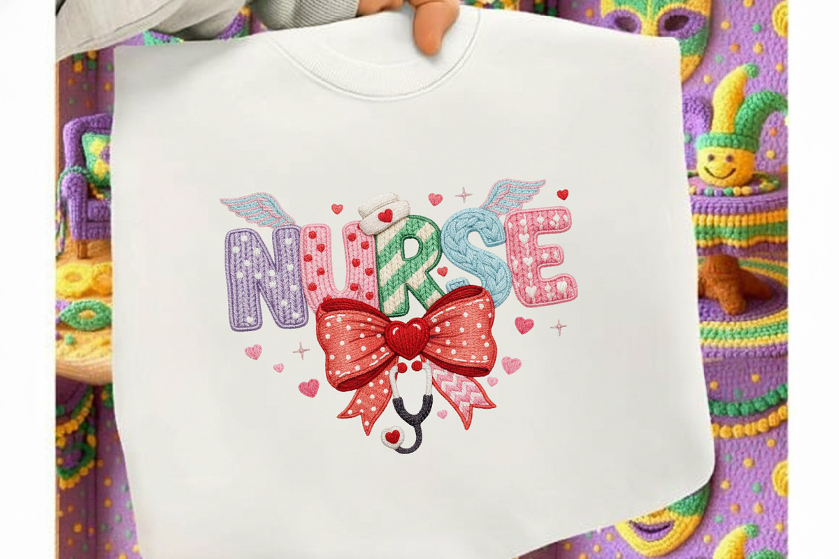 Faux Yarn Valentines Day Nurse Bow, an Illustration by designcity5 (Photo 3 of 9)