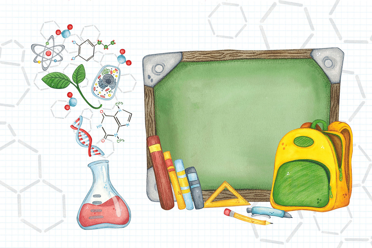 Science for kids watercolor clip art, an Object Illustration by DemiLena (Photo 10 of 18)