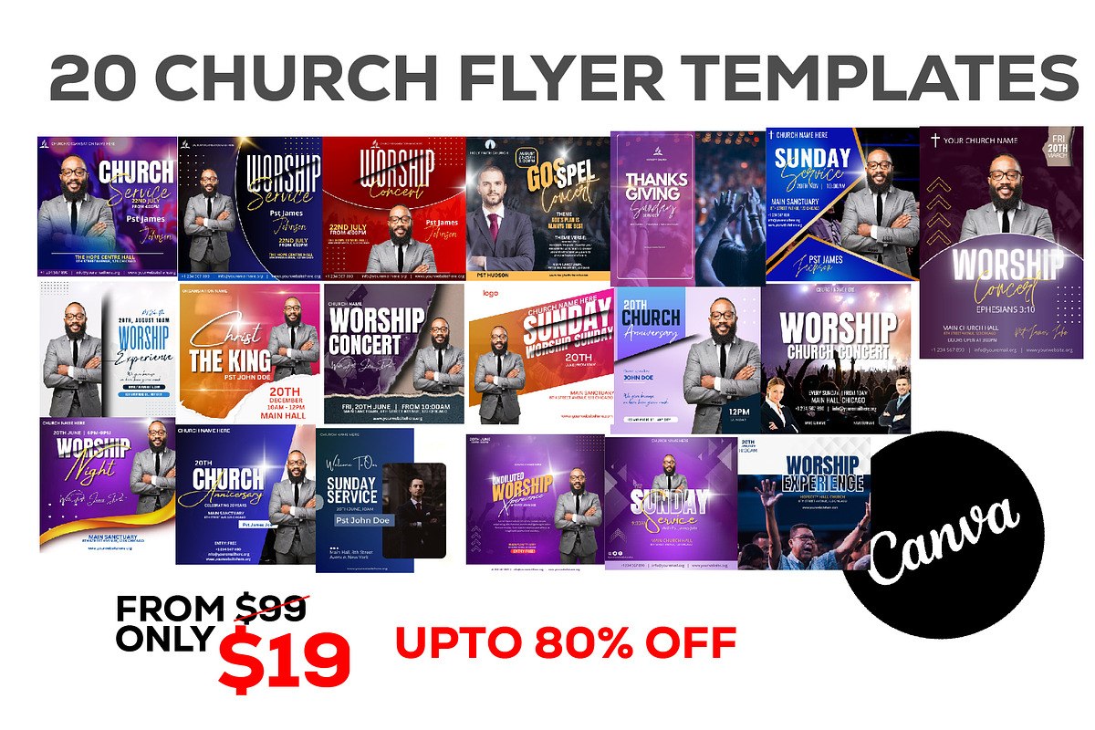 Church Flyer Canva Templates Bundle, a Social Media Template by Sipi_Graphics (Photo 1 of 3)