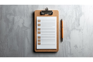 A clipboard with a checklist paper, a Business Photo by Sergey Kotenev