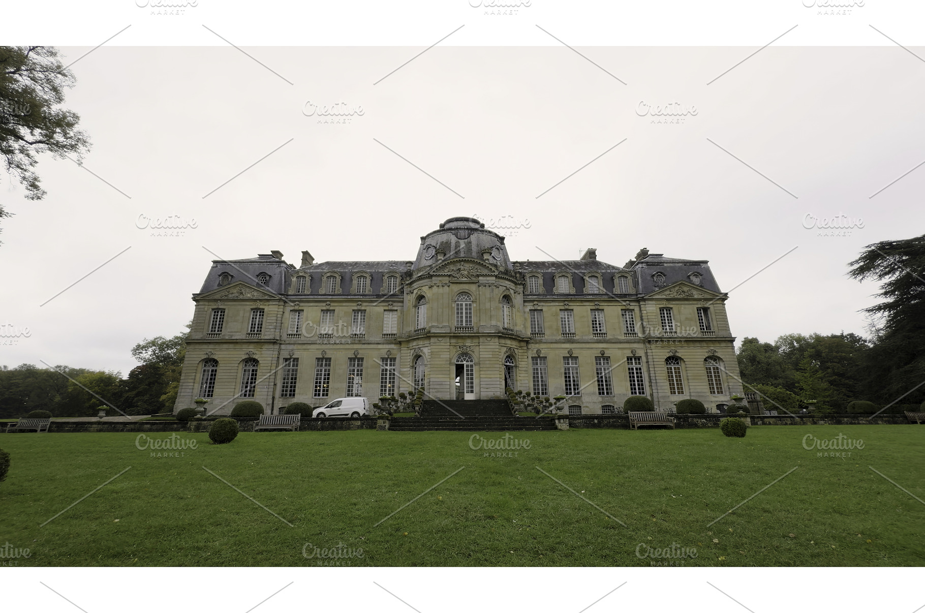 Chateau de septmonts majestic facade, an Architecture Photo by Media Whale Stock