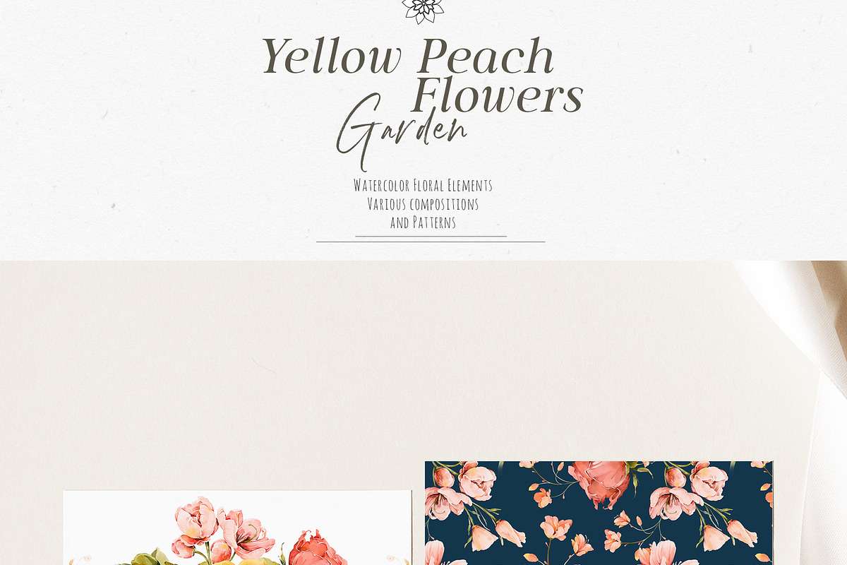 Watercolor Yellow Peach Flowers, a Decorative Illustration by Damian Roh (Photo 7 of 16)