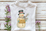 Snowman Pink Scarf Christmas PNG, an Illustration by CraftArtStudio (Thumbnail 3 of 4)