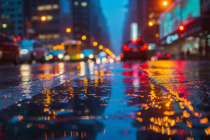 City street lights in rain, a Transportation Photo by MistyDay