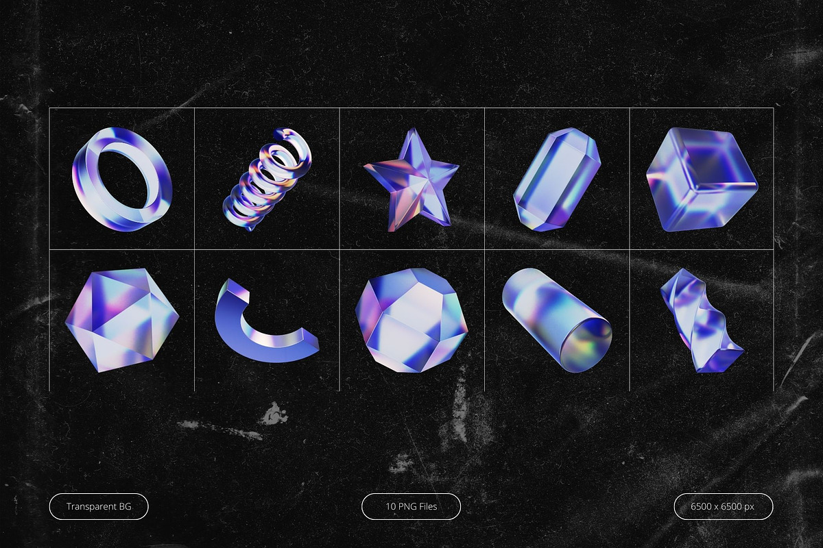 3D Purple Holographic Shapes, an Object Graphic by Design Studio (Photo 3 of 3)