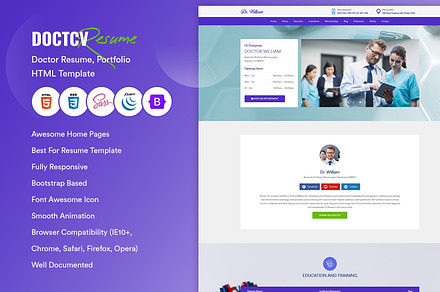 Doctor CV/Resume HTML Template, a Landing Page Template by CodexCoder Themes