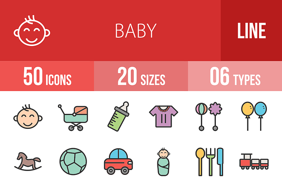 50 Baby Line Filled Icons preview 4