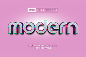 Modern Text Effect 3D Metal Style