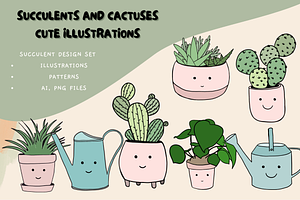 Succulents & Cactuses Illustrations