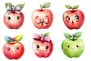 Back to School Funny Apple Clipart, an Illustration by Designworld (Thumbnail 4 of 6)