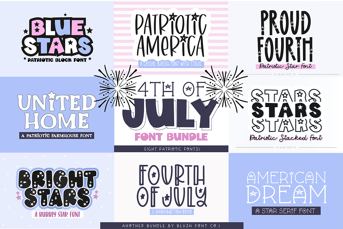 4TH OF JULY Font Bundle, a Handwritten Font by Blush Font Co. (Photo 1 of 13)
