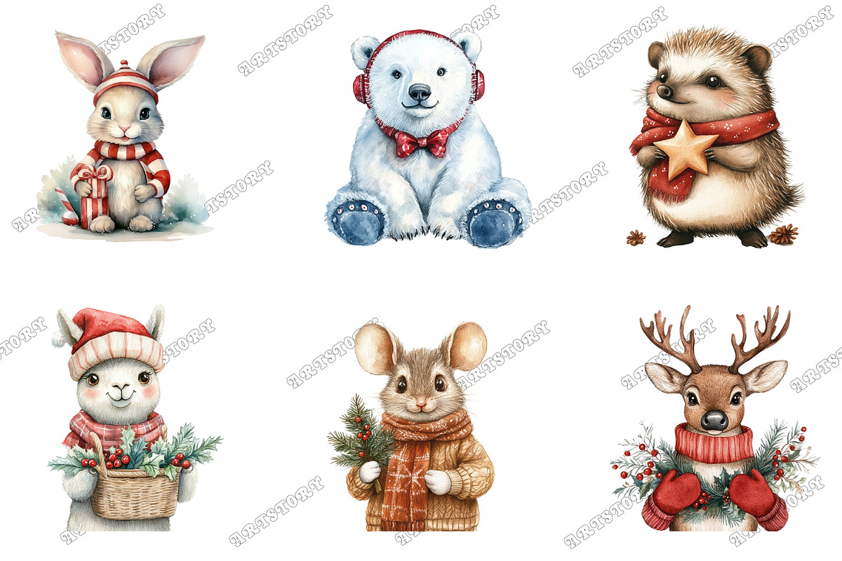 Christmas Animal Clipart Bundle, an Illustration by designcity5 (Photo 3 of 5)