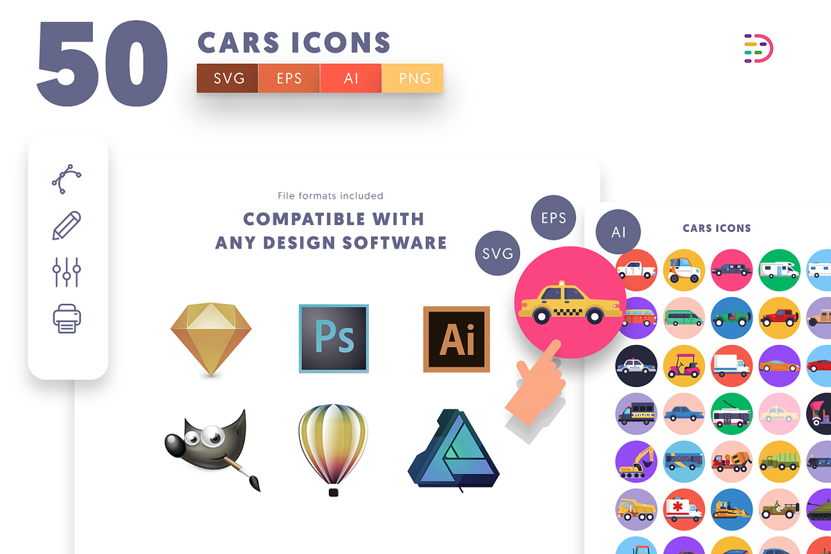 50 Cars Icons, an Icon by Dighital (Photo 9 of 10)
