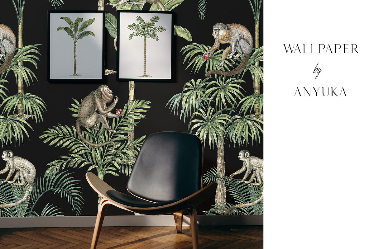 Monkeys and palms, a Pattern Graphic by Anyuka (Photo 5 of 12)