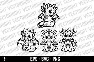 Adorable baby dragon, an Animal Illustration by Vectorhight