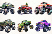 Monster Truck Watercolor Clipart, an Illustration by Watercolor design (Thumbnail 4 of 4)
