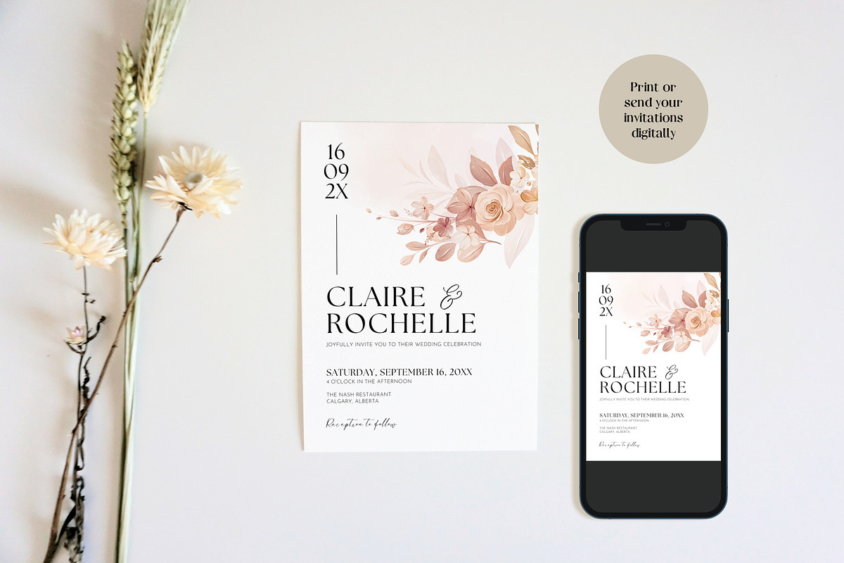 Terracotta Wedding Invite Template, an Invitation Template by Cottontail Paper Shop (Photo 3 of 7)