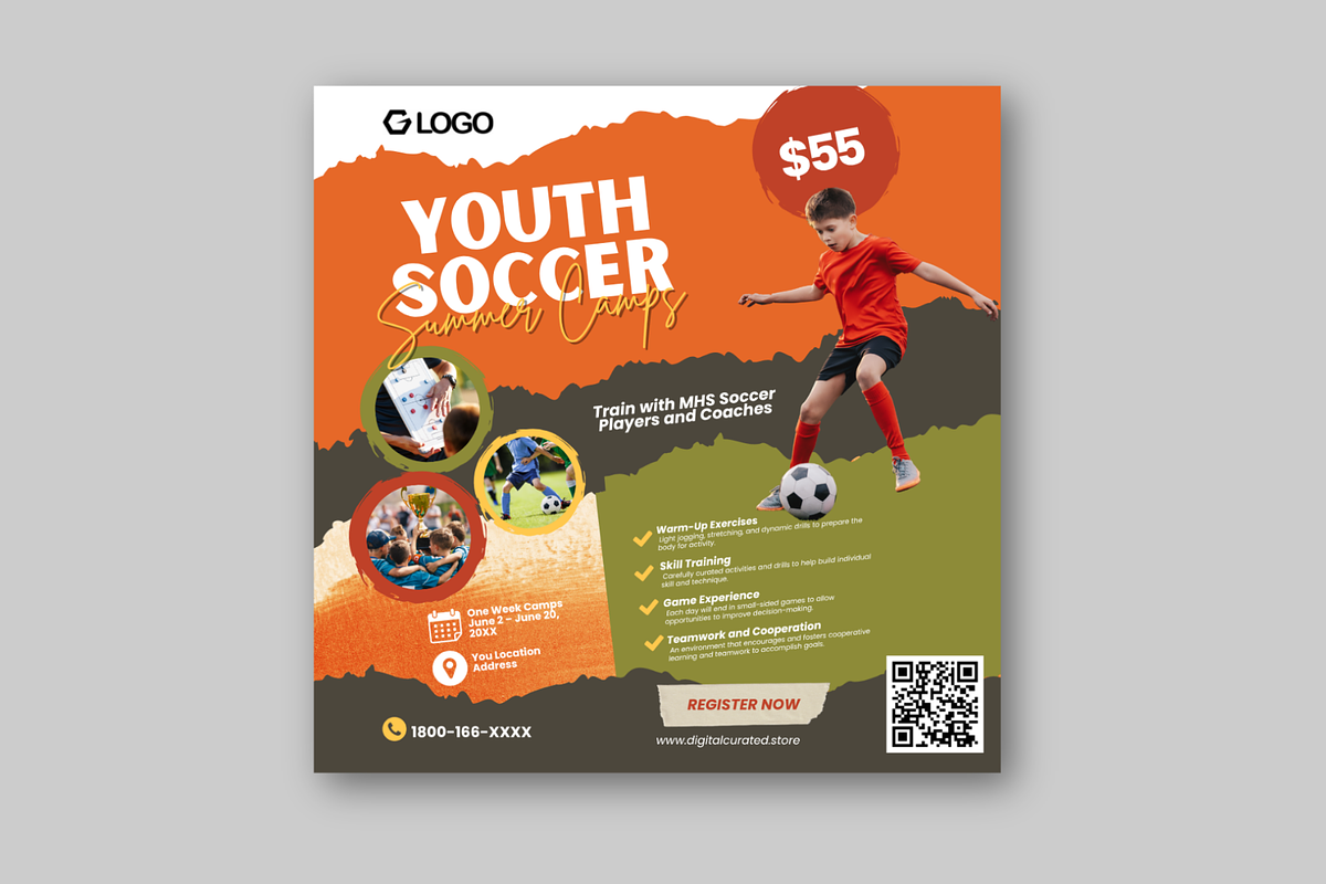 Canva Soccer Summer Camp Flyer, a Flyer Template by antyalias store (Photo 4 of 5)