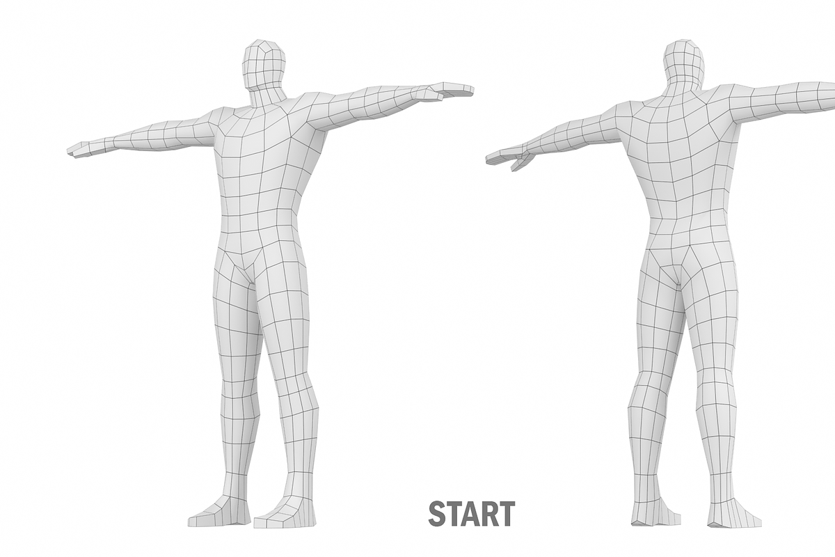 Hero Male in T-Pose Base Mesh, a Characters & Person 3D Model by VK Studio (Photo 15 of 22)
