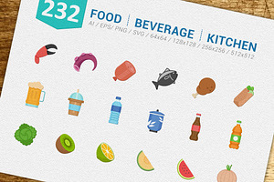 232 Food Beverage Color Icons