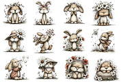 Whimsical Spring Bunny Clipart, an Illustration by Dream Creation (Thumbnail 4 of 5)