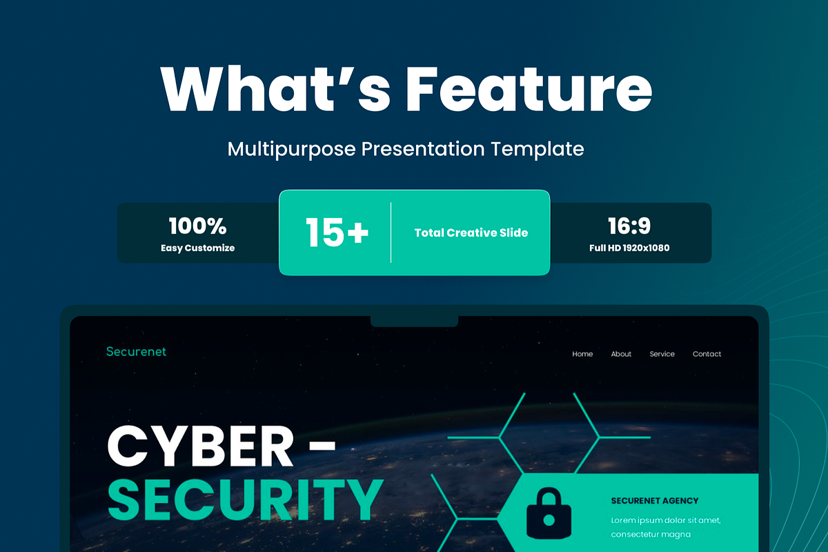 Cyber Security Google Slide, a Presentation Template by SquidPixey (Photo 2 of 6)
