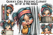 Quirky Girl Peeking Clipart, an Illustration by Craft Nest (Thumbnail 1 of 6)