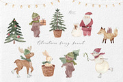 Christmas fairy forest watercolor, an Animal Illustration by BrushArtDesigns (Thumbnail 4 of 11)