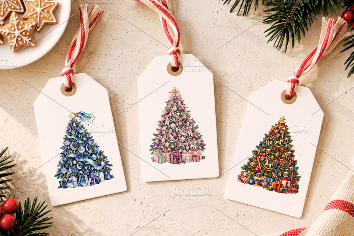 Hand Painted Christmas Tree Bundle, a Seasonal Illustration by Ink Gallery (Photo 7 of 11)