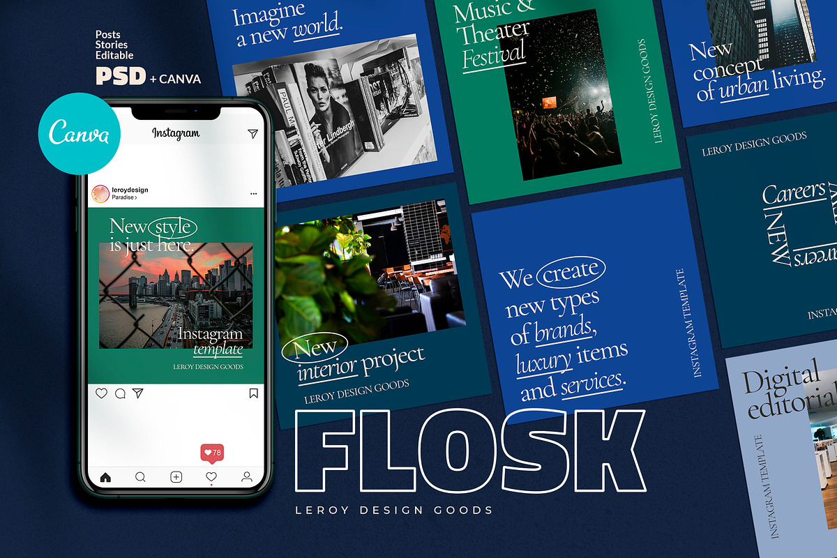 FLOSK - Instagram Branding Template, a Social Media Template by LEROY Design (Photo 1 of 6)