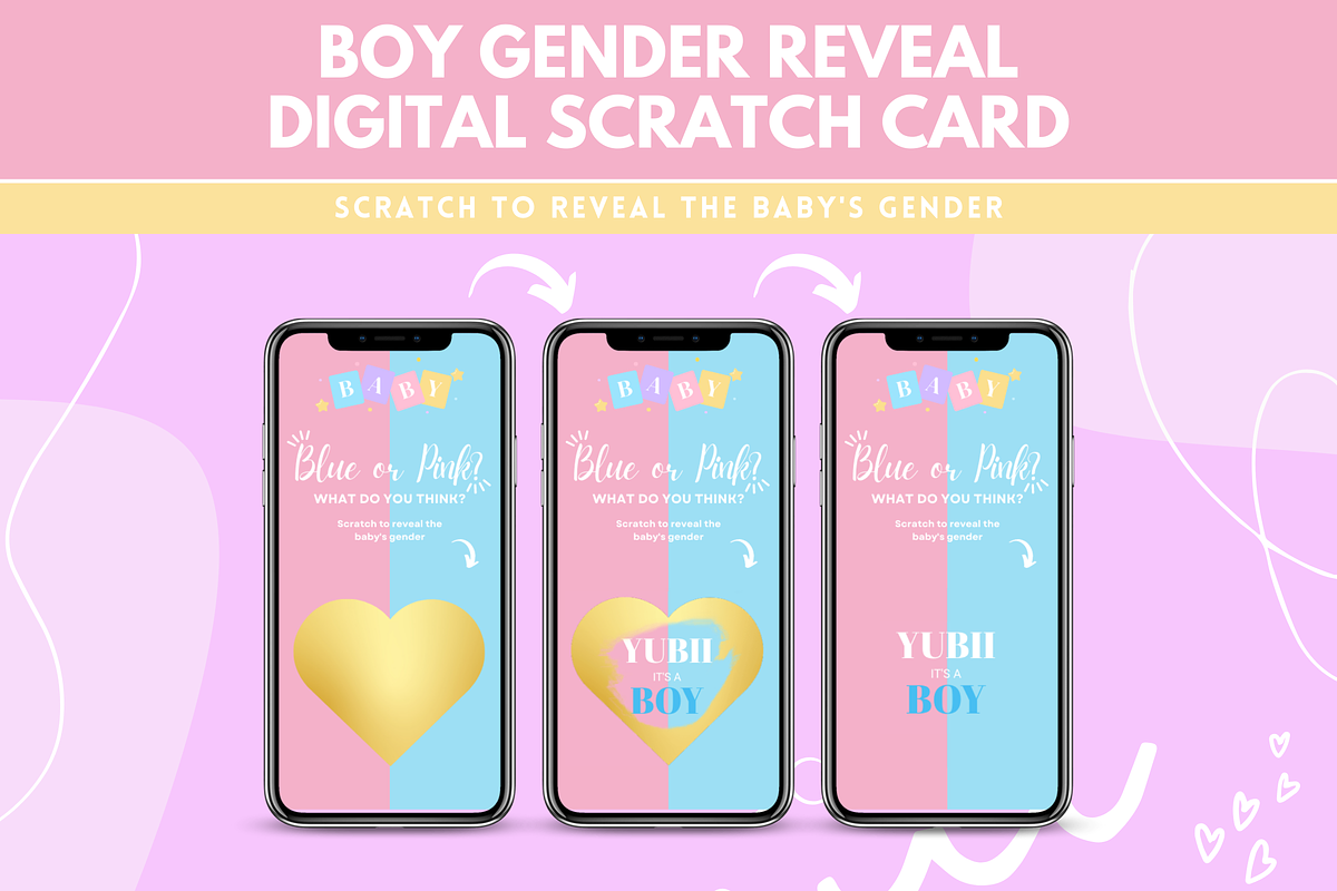 Boy Gender Reveal Scratch Card, a Landing Page Template by SunshineStudioBoutique (Photo 3 of 8)