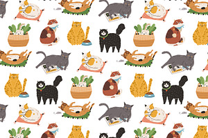 Cute Cats Seamless Patterns