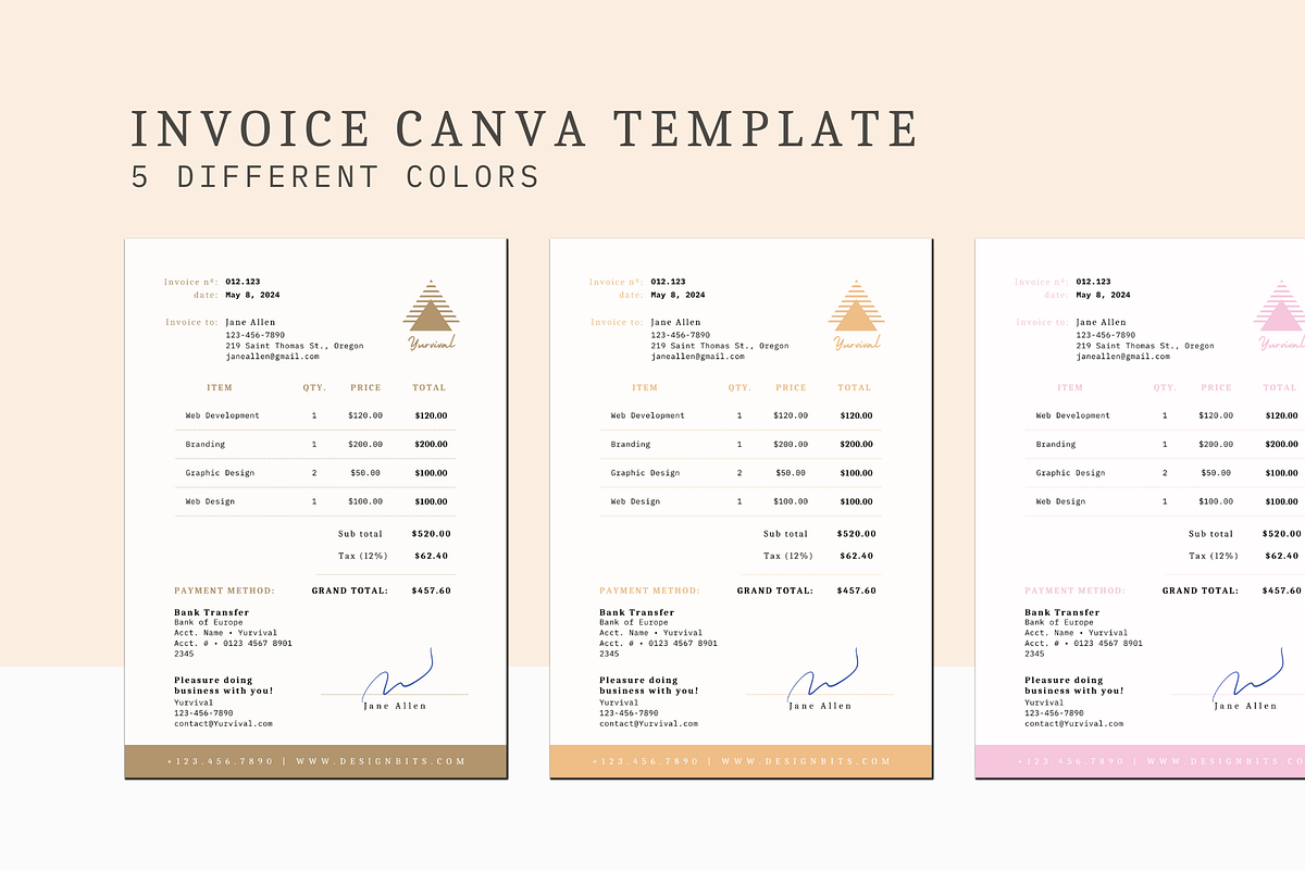 INVOICE CANVA TEMPLATE, a Print Template by The Little Lily Studio (Photo 2 of 5)