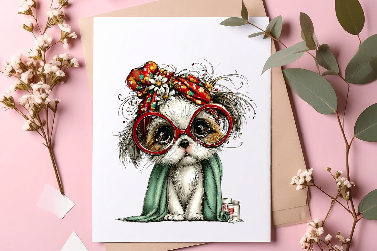 Whimsical Summer Dogs Clipart Bundle, an Illustration by SinaCreation (Photo 4 of 7)