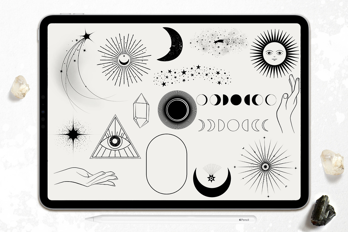 PROCREATE Esoteric Stamps & Brushes, a Brush Add-On by PixelJungle (Photo 4 of 6)
