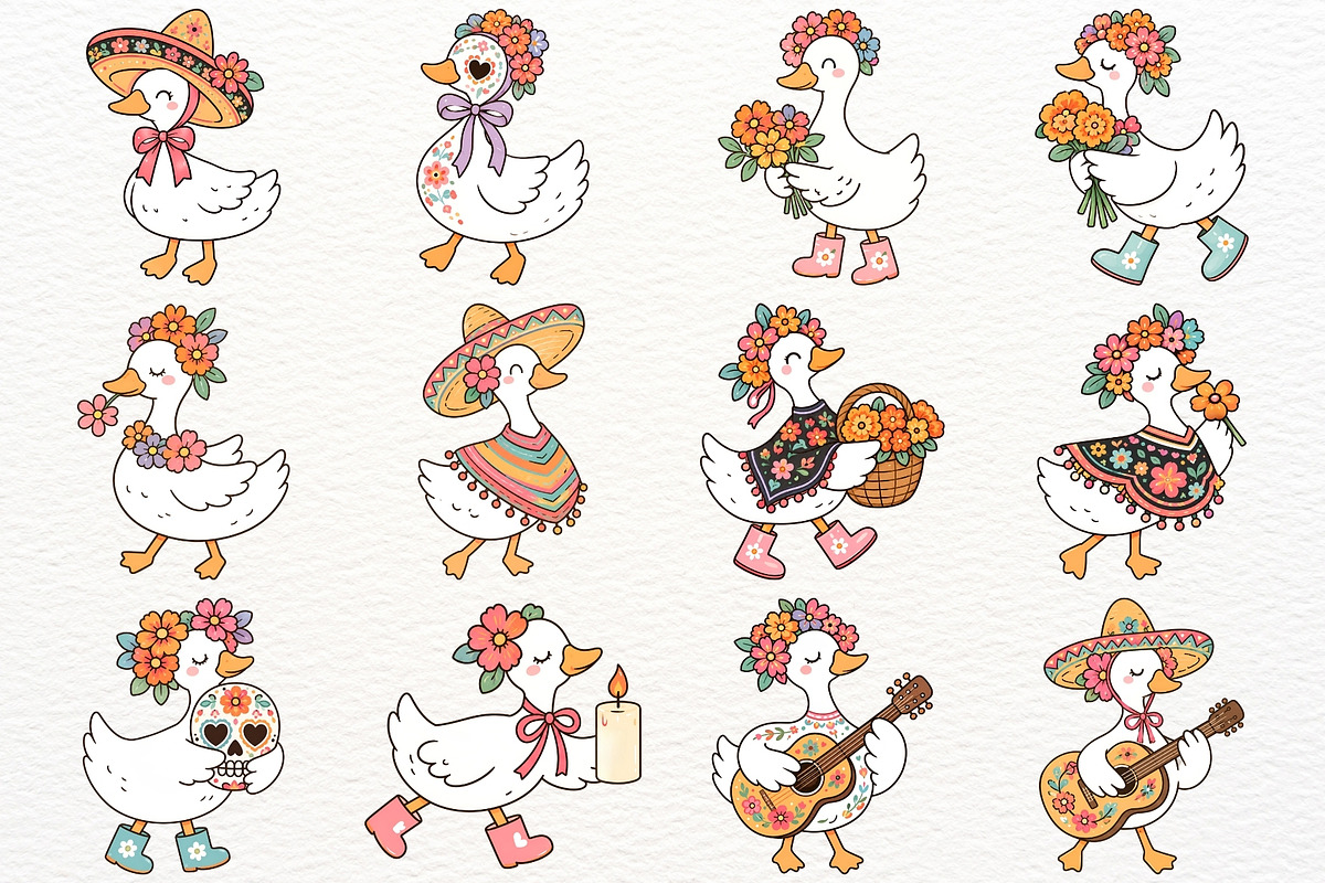 Dia de los Muertos Silly Goose PNG, a Seasonal Illustration by SugarCloudStudioArt (Photo 3 of 6)